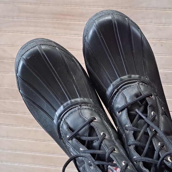 Sperry Quilted Duck Boots Top Sider Blk Waterproof Lace Up Insulated Comfy - Picture 5 of 10